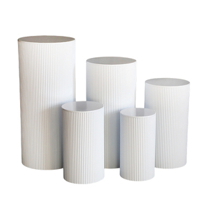 Vent moderne avec plissé cylindrique dessert présentoir set table ronde mariage diner base cylindrique vase pour la décoration - Product Image 1