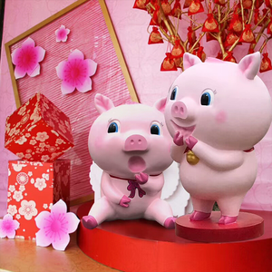 Escultura de Cerdo Rosa en 3D de Fibra de Vidrio, Modelo S109, Grande, Moderna, Personalizada, para Decoración de Exteriores, Parques, Centros Comerciales, Regalos, Modelo de Mano - Product Image 3