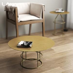 أنيق الحد الأدنى مجموعة من 2 الحديثة جولة الذهب معدن طاولة القهوة لغرفة المعيشة طاولة جانبية - Product Image 3