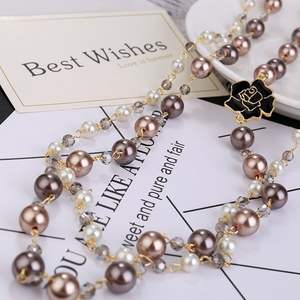 DF008热销时尚珍珠长项链女性花长珍珠项链 - Product Image 3