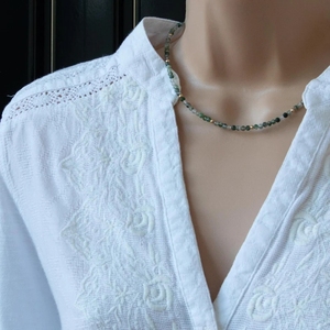 Zooying Moss Agate Crystal Jewelry Beaded Gemstone Choker <strong>Necklaces</strong> For Women - Product Image 6