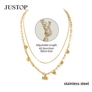 डबल लेयर लक्जरी 18k pvd स्टेनलेस स्टील पेलेंट हार और अवसरों के लिए राशि उपहार - Product Image 5