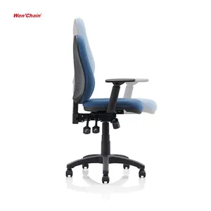 Modern factory price pu mould foam arm chair blue fabric adjustable swivel mid back staff chair task office chairs