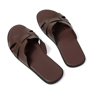 Men's Genuine Leather <b>Slides</b> Open Toe Anti Slip Rubber Outsole Summer Casual Sandals Size 40 47 - Product Image 4