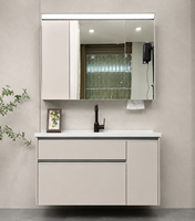 Meuble-lavabo de salle de bain avec vasque en céramique, lavabo simple, meuble-lavabo moderne avec tiroirs de rangement, miroir intelligent mural, pour la maison et l'hôtel