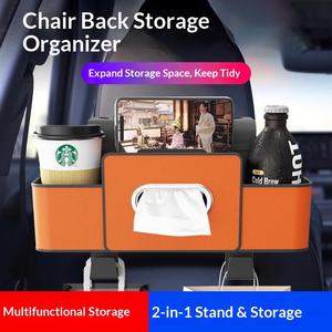 Caja de Almacenamiento Multifuncional de Cuero para Asiento Trasero de Coche con Caja para Pañuelos, Portavasos, Gancho, 1-3 Compartimentos - Product Image 5