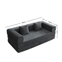 Canapé-lit pliable multifonctionnel en velours côtelé gris ODM, compressé, pour salon, en tissu OEM