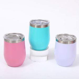 Gobelet isotherme à double paroi en acier inoxydable de 12 oz avec couvercles et pailles, verre à vin sans pied, pour café et eau bouillante - Product Image 3
