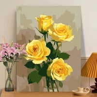 Peinture à l'huile numérique Rose transfrontalière à colorier soi-même, cadeau créatif fait main, décoration d'intérieur, toile à l'huile, cadre en bois massif, moderne