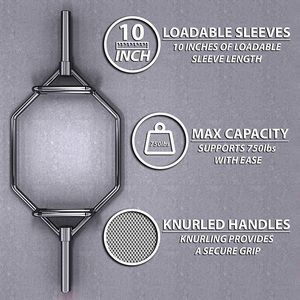 Barra Hexagonal para Levantamiento de Pesas DINUO, Antideslizante, con Acabado Cromado, Barra de Tracción con Clips de Resorte para Entrenamiento de Fuerza de Cuerpo Completo - Product Image 4