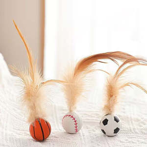 Juguete Educativo Ecológico para Gatos, Pelota con Plumas y Goma, Diseño Interactivo Moderno - Product Image 2