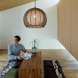 Lampe suspendue de style japonais, lustre rond à LED E27 à tête unique pour chambre à coucher, salon, bureau, balcon, salle tatami - Product Image 2