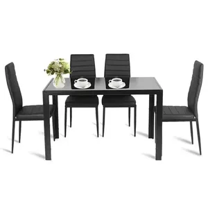 Sedia <span class=keywords><strong>da</strong></span> <span class=keywords><strong>Pranzo</strong></span> Moderna in Acciaio Inox Nero con Rivestimento in <span class=keywords><strong>Ecopelle</strong></span>, Stile Nordico per Caffè e Cucina - Product Image 6
