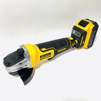 Meuleuse d'Angle Électrique sans Balais Jaune 125mm Portable, Kit Machine à Polir sans Fil Compatible De-Walt