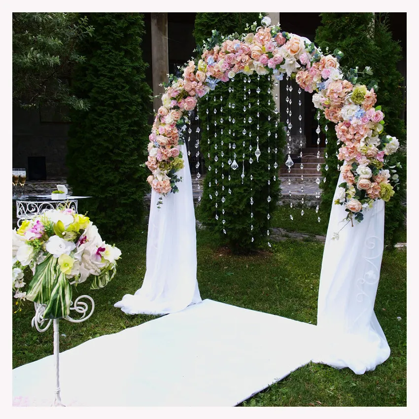 O-X5871 Großhandel billige Läufer Blume Hochzeit Halbkreis Bogen Blume Hochzeit Dekorationen White Pink Läufer künstliche Blumen