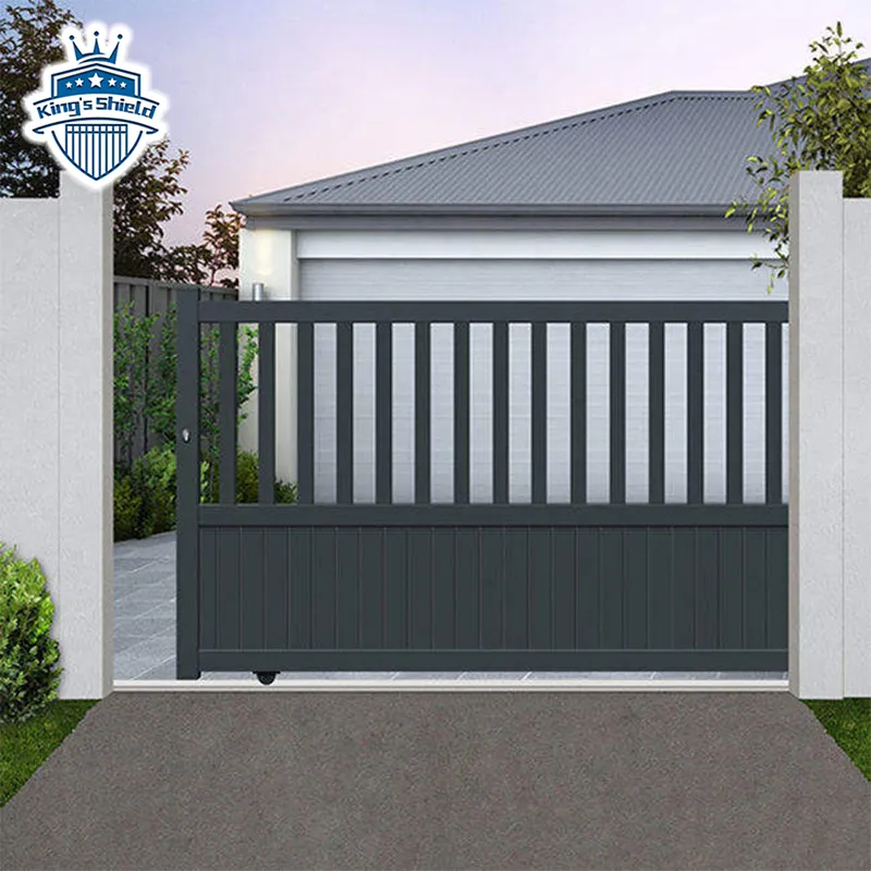 Puertas delanteras de Metal para exteriores, puerta corredera de aluminio automática, diseño Simple y moderno, a la venta