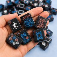 Fichas de Mahjong Americanas Artísticas de Lujo, Modernas, Negras Brillantes, Estilo Neón