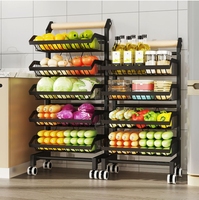 Chariot de rangement de cuisine moderne à 3-5 niveaux, paniers amovibles en fer forgé, étagère à fruits et légumes, organisateur de vaisselle sur roulettes