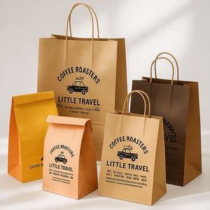 Bolsas de Papel Kraft Marrón Ecológicas con Materiales Reciclados, Asas Retorcidas para Envasado de Café, Té, Jugos y Bebidas, Logotipo Personalizado - Product Image 6