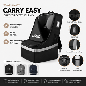 Sac de voyage durable pour siège auto, rembourré, pour le transport en cabine, housse de rangement universelle, sac de siège rehausseur de sécurité pour bébé, logo personnalisé - Product Image 1