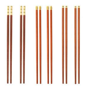 Palillos de madera maciza, 25 cm, uso doméstico, puntas metálicas, sándalo rojo, palillos de regalo, vajilla para hoteles y restaurantes - Product Image 2