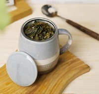 Tasse à thé en céramique avec infuseur et couvercle, glaçure mouchetée, filtre à mailles fines pour les amateurs de thé en vrac et de tisanes