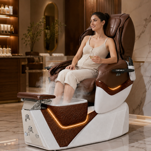 Chaise de pédicure avec bain de pieds, télécommande, lumière LED, fonction vapeur, fonction massage pour salon de manucure - Product Image 2