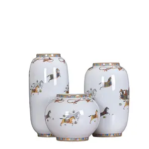 Chinese Lichte Luxe Wit Porselein Prachtige Kunst Entree Keramische Vaas Decoratie