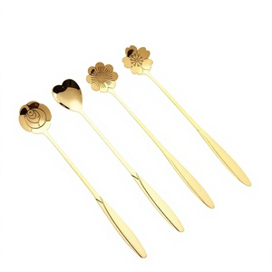 Ensemble de 12 cuillères à dessert en forme de fleur, en acier inoxydable, cuillères à café, cuillères à sucre mignonnes, petites cuillères à thé, vaisselle pour la maison et le café - Product Image 1