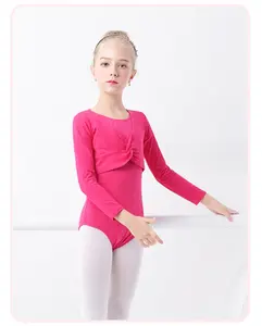Tops de baile de <span class=keywords><strong>Ballet</strong></span> clásico para niñas, chaleco con cuello en V y manga larga, camisa corta de algodón para adultos, <span class=keywords><strong>ropa</strong></span> de baile de Spandex para niños - Product Image 1
