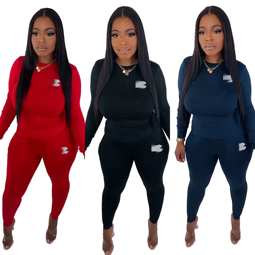 2023 European and American fashion Autumn Women's Sports Suit Two piece fashion knitwear casual sweatsuit for Women's Sets