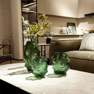 Fleur artificielle en cristal vert émeraude, avec vase, pour la décoration de la maison - Product Image 6