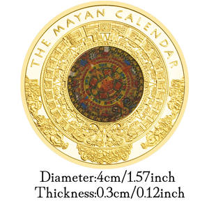 عملة تذكارية للساعة المايا مطلية بالذهب هدية إبداعية عملة تذكارية للمايا - Product Image 3