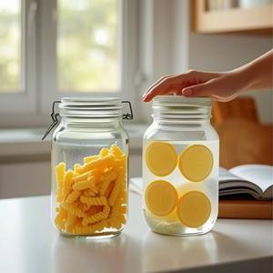 Vtopmart-Frascos <span class=keywords><strong>de</strong></span> vidrio para almacenamiento <span class=keywords><strong>de</strong></span> alimentos <span class=keywords><strong>de</strong></span> 78oz con tapas <span class=keywords><strong>de</strong></span> abrazadera herméticas, grandes botes <span class=keywords><strong>de</strong></span> cocina para 3 Paquetes <span class=keywords><strong>de</strong></span> harina, <span class=keywords><strong>cereales</strong></span>, café - Product Image 3