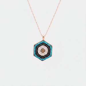 Bijoux pendentifs en forme hexagone, nouvelle marque de mode turque, œil du mal, vente en gros, mélange en argent Sterling 925, artisanal - Product Image 2