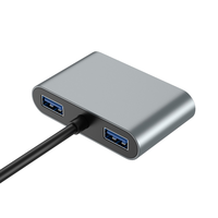 Kabel adaptor Hub, kabel adaptor Hub 4 in 1 tipe-c USB3.0 dengan 2 * USB pengisian daya Cepat Tipe C ke RJ45 kartu jaringan Gigabit untuk ponsel