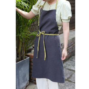 Tablier en coton et lin de style <span class=keywords><strong>Wafu</strong></span> pour femme, tablier mignon pour les tâches ménagères pour dames - Product Image 2