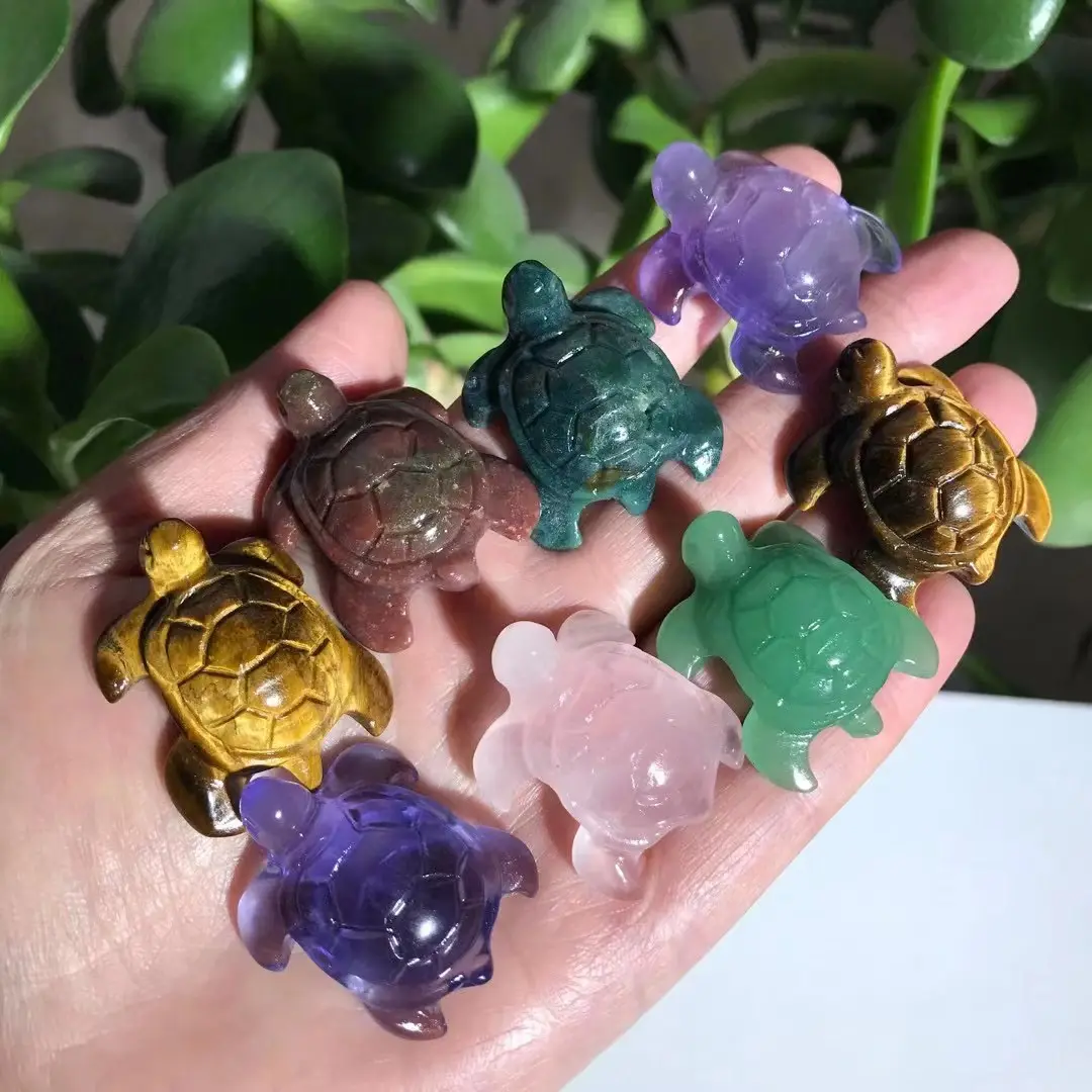 High Quality Crystal Stone Sea Turtle Green Aventurine Tortoise Rose Quartz Sea Turtle For Healing _XCG