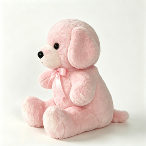 Peluche de perro rosa personalizado, peluche de cachorro, perro rosa sentado, peluche suave de cachorro rosa. - Product Image 1