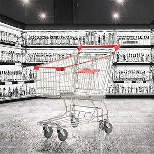 एशियाई शैली 60-210l सुपरमार्केट शॉपिंग ट्रॉली कार्ट स्टील सतह मेष संरचना के साथ लेपित - Product Image 3