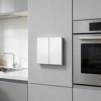 Interruptor de Pared WIFI Impermeable para PC, Diseño Moderno y Lujoso, Color Negro Cepillado, Estándar del Reino Unido, Venta al Por Mayor, Nuevo Diseño, Interruptores de 2 Botones de un Solo Polo