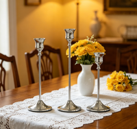Prix d'usine en gros – Lot de 3 bougeoirs de luxe en métal doré, couleur personnalisable, pour la maison, les mariages, les fêtes, ou comme cadeau de pendaison de crémaillère
