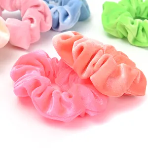 3 Pcs/set Wholesale Custom Velvet High Quality Trendy Bright Color For Women And Baby Girl Hair Scrunchies