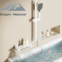 Système de douche thermostatique en cascade gris anthracite Wayon pour salle de bain préfabriquée