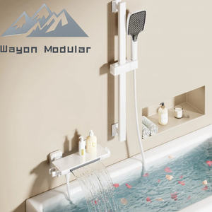 Sistema Doccia Termostatico a Cascata Wayon Moderno Grigio Canna di Fucile per Bagno Prefabbricato - Product Image 3