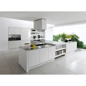 Armadio da cucina moderno in poliuretano bianco lucido lucido per la casa e mobili in laminato in vendita