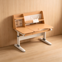 Bureau pour enfants ergonomique moderne en bois de hêtre, réglable en hauteur |   Étagère de rangement de bureau inclinable multi-angles avec grand tiroir pour la maison et le bureau