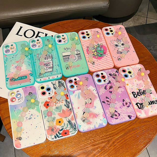 Girls Lovely Hard Mobile Phone Case With Bracket for Iphone 15 14 13 12 11 Pro Max Cute Back Case