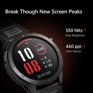 Montre connectée GPS d'extérieur GTX2 avec lampe torche, boussole, appels Bluetooth, étanche 3 ATM, suivi de fréquence cardiaque magnétique, écran AMOLED et bouton SOS - Product Image 6
