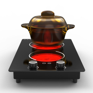 Table de cuisson électrique vitrocéramique 110V à 2 brûleurs de 30 pouces, contrôle tactile, installation encastrée, classe d'efficacité énergétique en céramique - Product Image 1